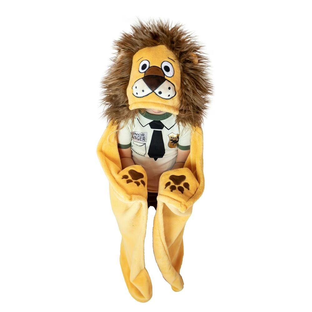 NWT Lazy One Critter Kids Blanket Lion Hooded Wearable Blanket 40"x50" NEW